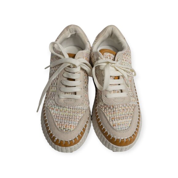 Universal thread Knit Woven Chunky Sneaker Cream and Orange Fashion Shoe SZ 6 - Picture 2 of 12